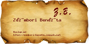 Zámbori Benáta névjegykártya